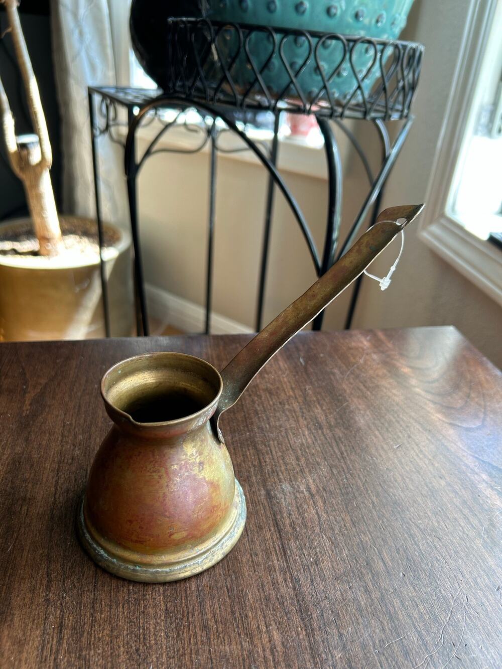 Vintage Copper Brass Turkish Coffee Pourer Pot Ladle Dipper Long Handle